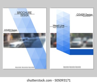 Vector brochure cover templates with blurred cityscape. EPS 10. Mesh background.