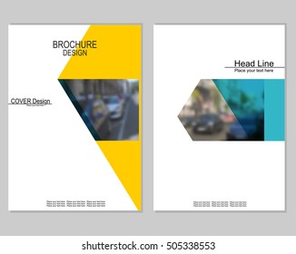Vector brochure cover templates with blurred cityscape. EPS 10. Mesh background.