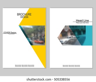 Vector brochure cover templates with blurred cityscape. EPS 10. Mesh background.