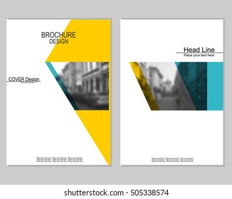 Vector brochure cover templates with blurred cityscape. EPS 10. Mesh background.