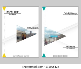 Vector brochure cover templates with blurred cityscape. EPS 10. Mesh background.