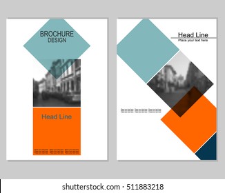 Vector brochure cover templates with blurred cityscape. EPS 10. Mesh background.