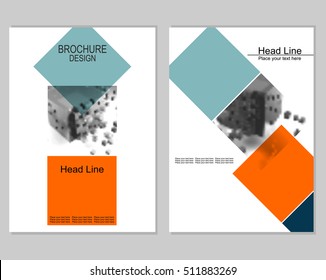 Vector brochure cover templates with blurred abstract cubes. EPS 10