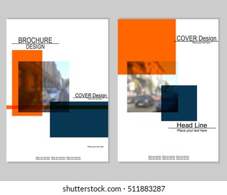 Vector brochure cover templates with blurred cityscape. EPS 10. Mesh background.