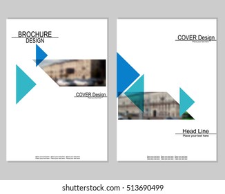 Vector brochure cover templates with blurred cityscape. EPS 10. Mesh background.