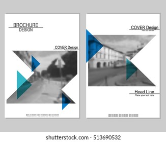 Vector brochure cover templates with blurred cityscape. Business brochure cover design. EPS 10. Mesh background.