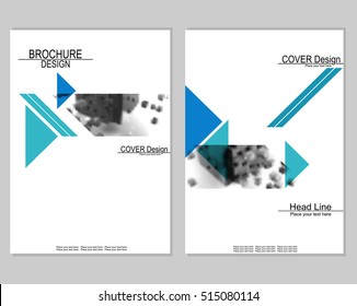 Vector brochure cover templates with blurred abstract cubes. EPS 10
