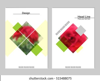Vector brochure cover templates with blurred roses. Business brochure cover design. EPS 10
