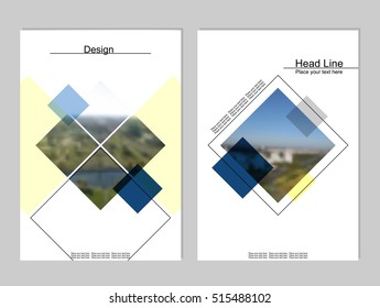 Vector brochure cover templates with blurred cityscape. EPS 10. Mesh background.