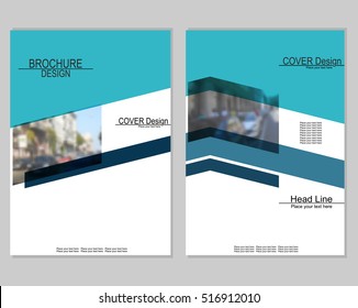 Vector brochure cover templates with blurred cityscape. EPS 10. Mesh background.