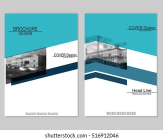 Vector brochure cover templates with blurred cityscape. EPS 10. Mesh background.