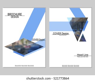 Vector brochure cover templates with blurred cityscape. EPS 10. Mesh background.