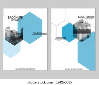 Vector brochure cover templates with blurred cityscape. Business brochure cover design. EPS 10. Mesh background.