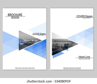 Vector brochure cover templates with blurred seaport. Business brochure cover design. EPS 10. Mesh background.
