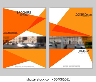 Vector brochure cover templates with blurred cityscape. EPS 10. Mesh background.