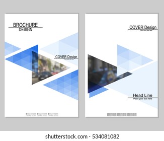 Vector brochure cover templates with blurred cityscape. EPS 10. Mesh background.