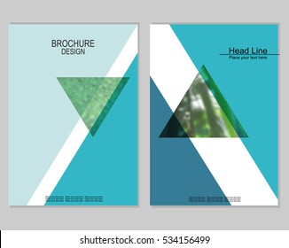 Vector brochure cover templates with blurred plants. Business brochure cover design. EPS 10. Mesh background.