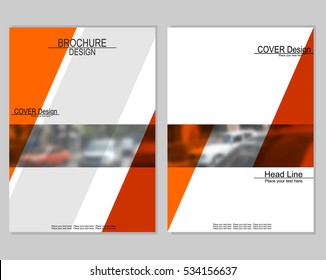 Vector brochure cover templates with blurred cityscape. EPS 10. Mesh background.