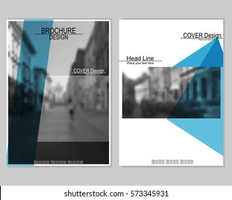 Vector brochure cover templates with blurred cityscape. EPS 10. Mesh background.