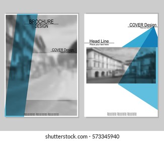 Vector brochure cover templates with blurred cityscape. Business brochure cover design. EPS 10. Mesh background.