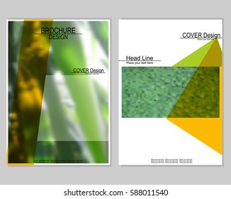Vector brochure cover templates with blurred plants. EPS 10. Mesh background.