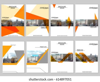 Vector brochure cover templates with blurred cityscape. EPS 10. Mesh background.