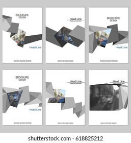 Vector brochure cover templates with blurred cityscape. EPS 10. Mesh background.