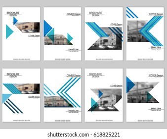 Vector brochure cover templates with blurred cityscape. EPS 10. Mesh background.