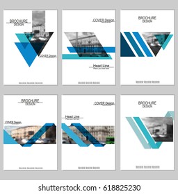 Vector brochure cover templates with blurred cityscape. EPS 10. Mesh background.