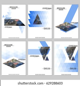 Vector brochure cover templates with blurred cityscape. EPS 10. Mesh background.