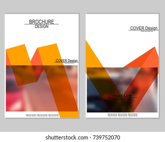 Vector brochure cover templates with blurred cityscape. EPS 10. Mesh background.