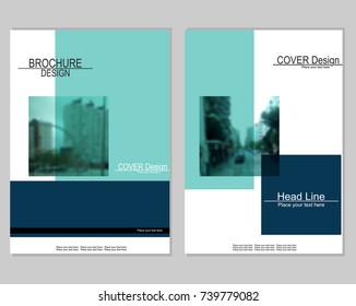 Vector brochure cover templates with blurred cityscape. EPS 10. Mesh background.