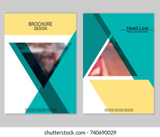 Vector brochure cover templates with blurred cityscape. EPS 10. Mesh background.