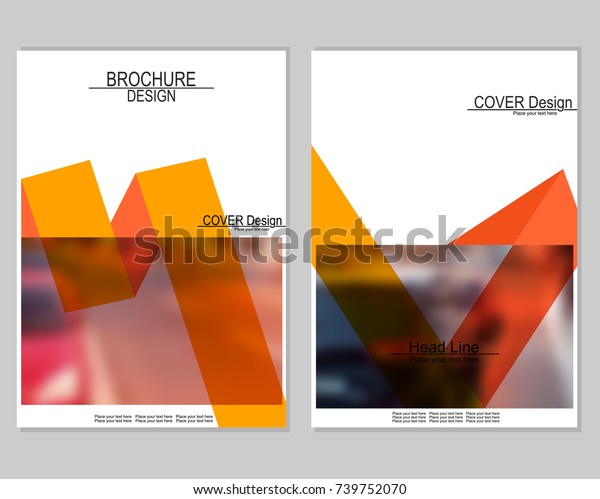 Vector brochure cover templates with blurred\
cityscape. EPS 10. Mesh\
background.