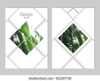 Vector brochure cover templates with  plants in pixels. 