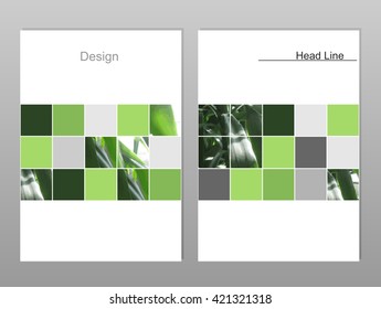 Vector brochure cover templates with  plants in pixels.