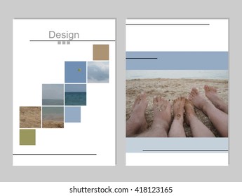 Vector brochure cover templates with sea view in pixels.