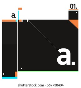 Vector Brochure design with letter A. Annual report vector illustration template. Corporate business catalog and magazine cover. Trendy Business with heads up style presentation graphic elements.