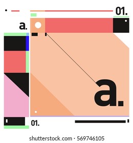 Vector Brochure design with letter A. Annual report vector illustration template. Corporate business catalog and magazine cover. Trendy Business with heads up style presentation graphic elements.