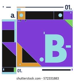 Vector Brochure design with letter B. Annual report vector illustration template. Corporate business catalog and magazine cover. Trendy Business with heads up style presentation graphic elements.