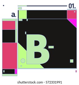 Vector Brochure design with letter B. Annual report vector illustration template. Corporate business catalog and magazine cover. Trendy Business with heads up style presentation graphic elements.