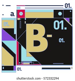 Vector Brochure design with letter B. Annual report vector illustration template. Corporate business catalog and magazine cover. Trendy Business with heads up style presentation graphic elements.