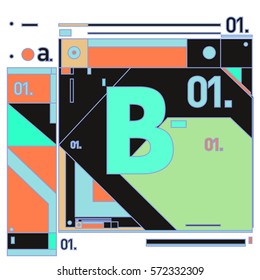 Vector Brochure design with letter B. Annual report vector illustration template. Corporate business catalog and magazine cover. Trendy Business with heads up style presentation graphic elements.