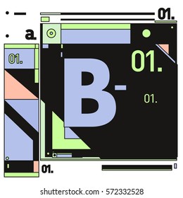 Vector Brochure design with letter B. Annual report vector illustration template. Corporate business catalog and magazine cover. Trendy Business with heads up style presentation graphic elements.
