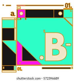 Vector Brochure design with letter B. Annual report vector illustration template. Corporate business catalog and magazine cover. Trendy Business with heads up style presentation graphic elements.