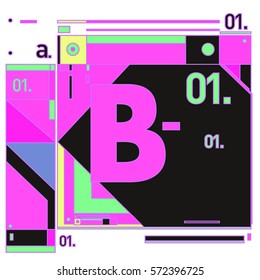 Vector Brochure design with letter B. Annual report vector illustration template. Corporate business catalog and magazine cover. Trendy Business with heads up style presentation graphic elements.
