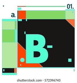 Vector Brochure design with letter B. Annual report vector illustration template. Corporate business catalog and magazine cover. Trendy Business with heads up style presentation graphic elements.
