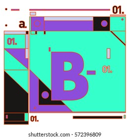 Vector Brochure design with letter B. Annual report vector illustration template. Corporate business catalog and magazine cover. Trendy Business with heads up style presentation graphic elements.