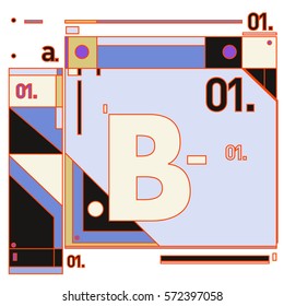 Vector Brochure design with letter B. Annual report vector illustration template. Corporate business catalog and magazine cover. Trendy Business with heads up style presentation graphic elements.