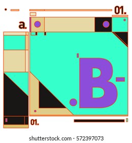 Vector Brochure design with letter B. Annual report vector illustration template. Corporate business catalog and magazine cover. Trendy Business with heads up style presentation graphic elements.